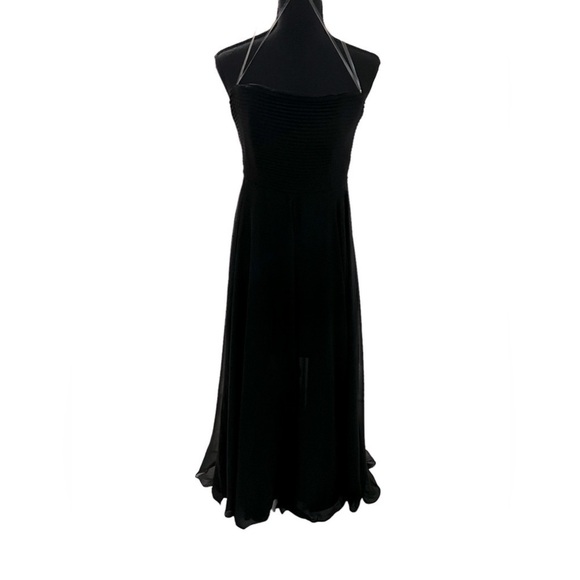 NWT Fame and Partners Black Strapless Chiffon Gown Size 6 - Picture 4 of 13